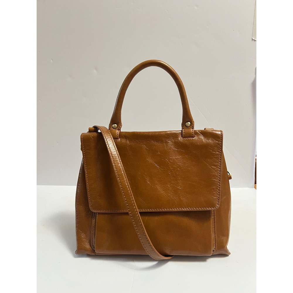 Hobo International Cognac Leather Satchel Crossbody Bag Dual Handle Brown